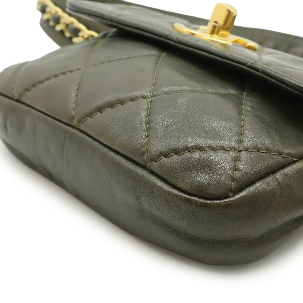 CHANEL Matelasse Coco Mark Belt Bag, Body Waist Pouch, Leather, Khaki Green - Picture 4 of 10